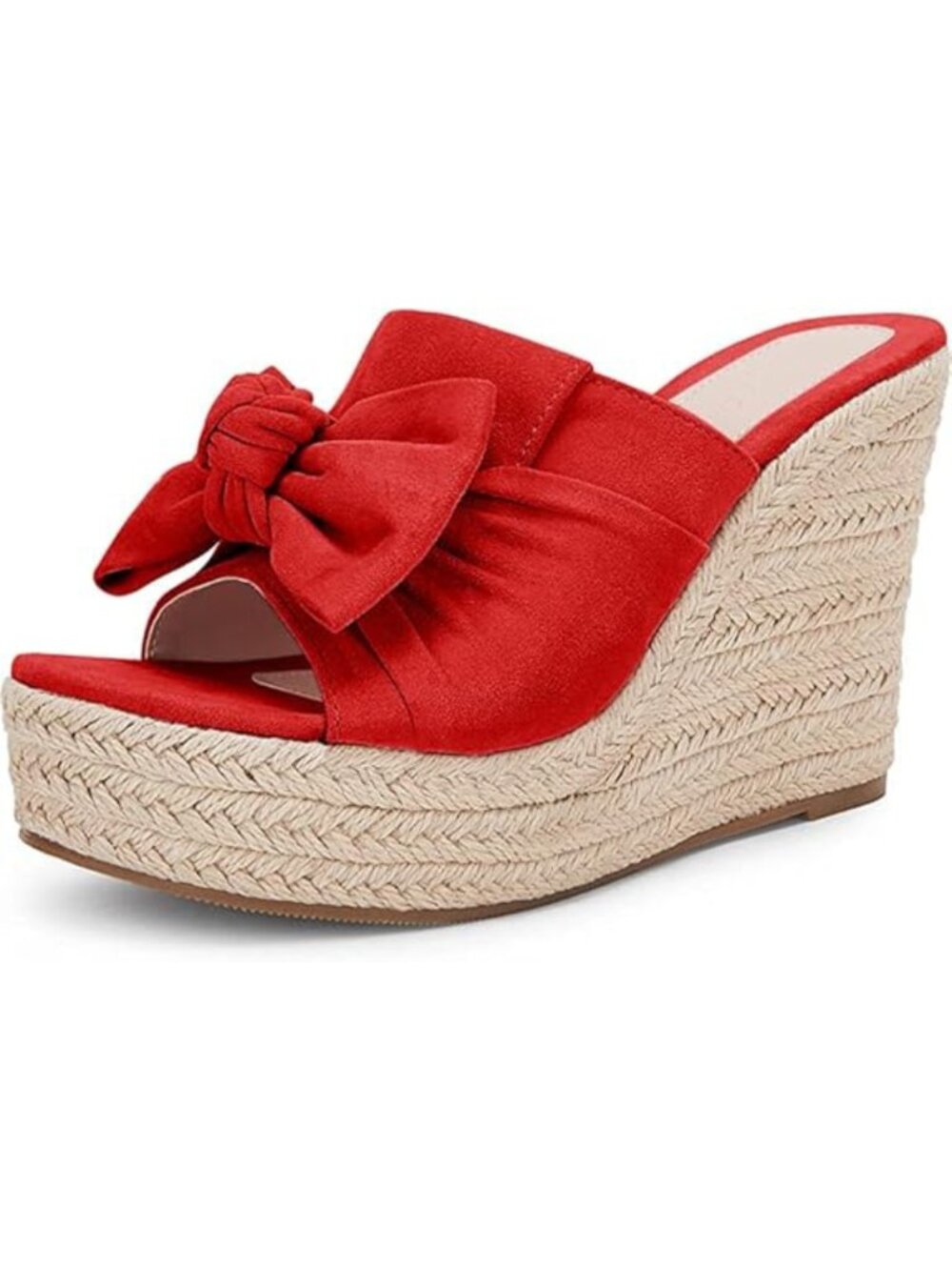 PiePieBuy Women Platform Espadrille Wedge Sandals Bow Tie Open Toe Slip On Slide